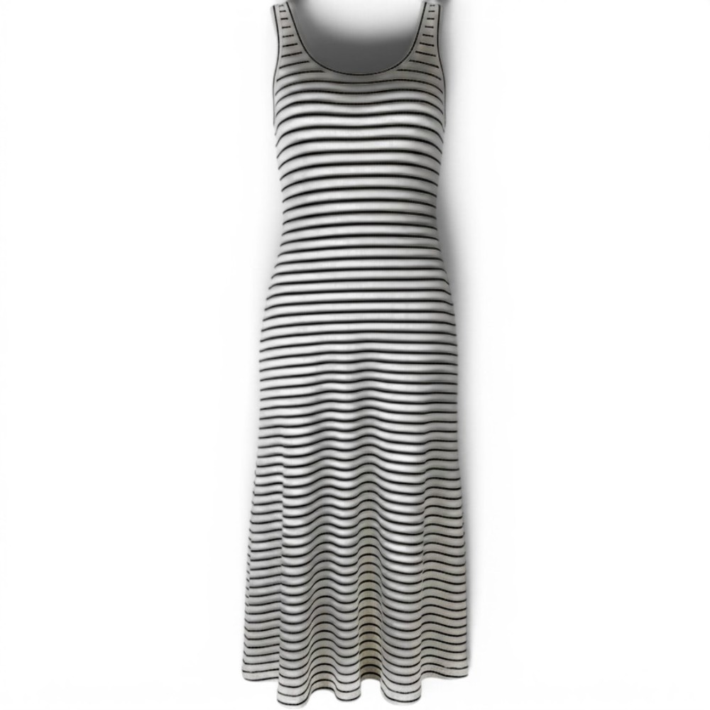 Pact Maxi Dress Womens XXL Ribbed Tank White Black Striped Organic Cotton EUC